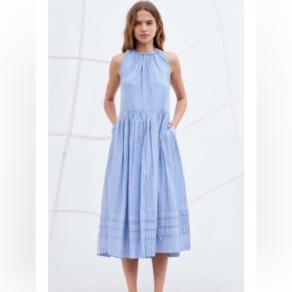 NWT Sundry Blue Striped Halter Midi Dress